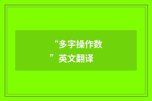 “多字操作数”英文翻译