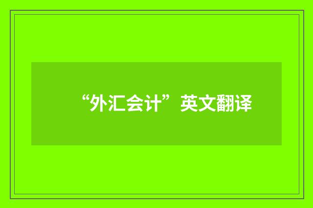 “外汇会计”英文翻译