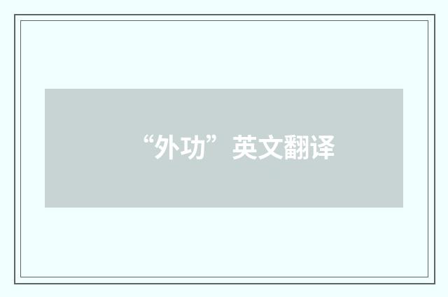 “外功”英文翻译