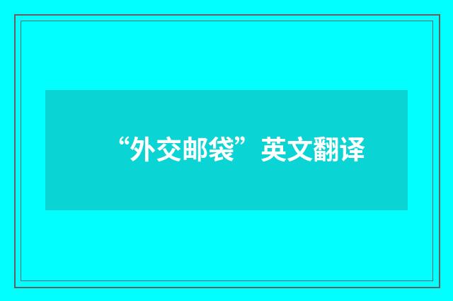 “外交邮袋”英文翻译