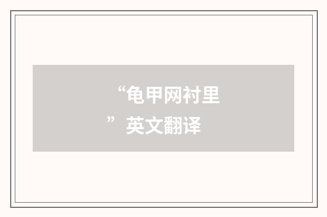 “龟甲网衬里”英文翻译