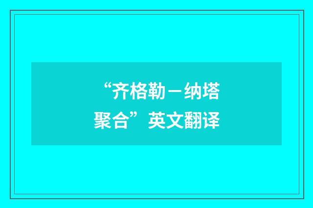 “齐格勒－纳塔聚合”英文翻译