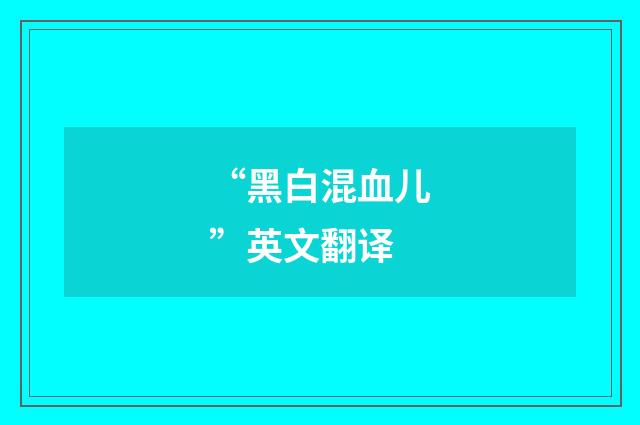 “黑白混血儿”英文翻译