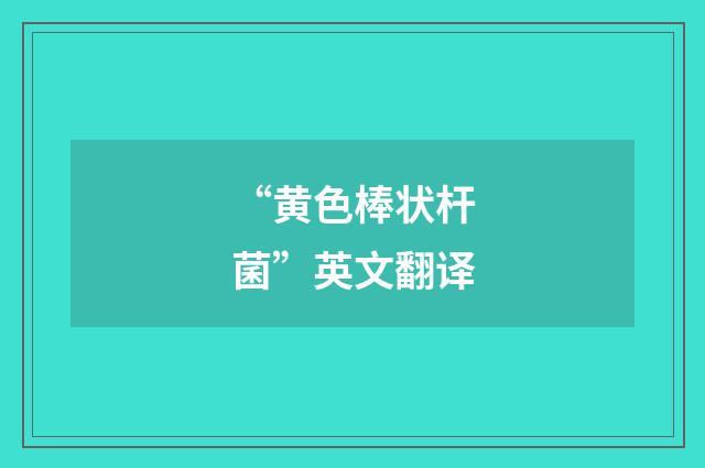 “黄色棒状杆菌”英文翻译