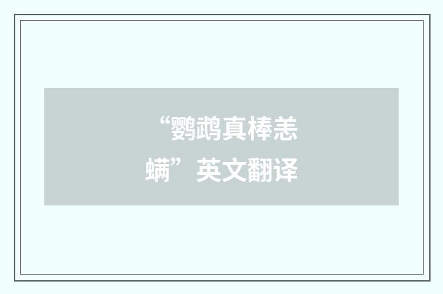 “鹦鹉真棒恙螨”英文翻译