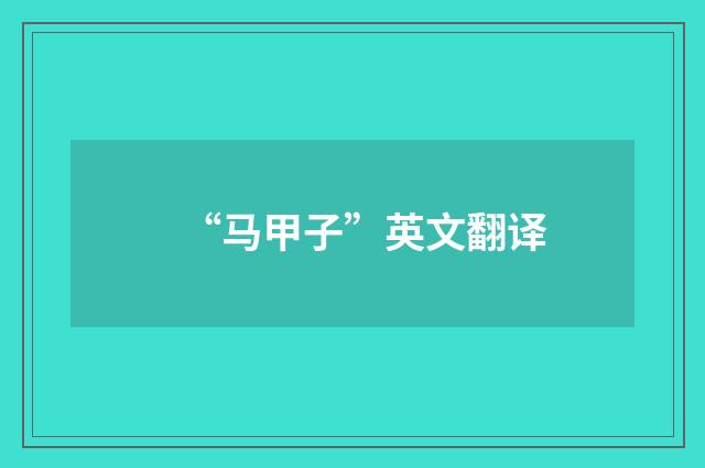 “马甲子”英文翻译