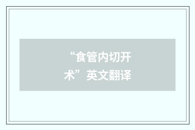 “食管内切开术”英文翻译