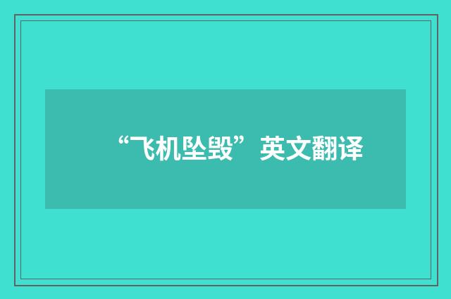 “飞机坠毁”英文翻译