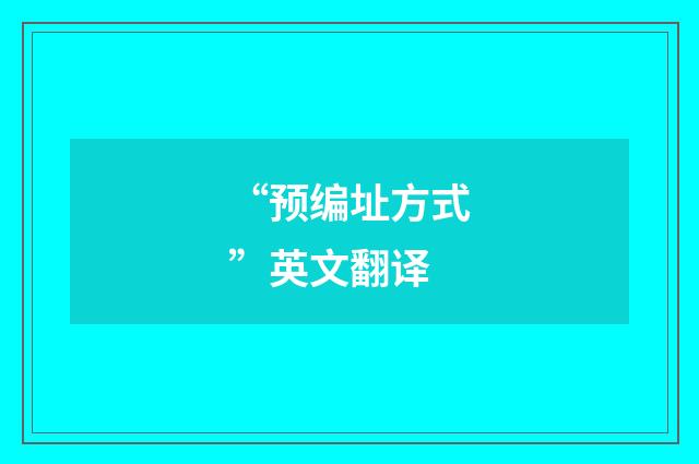 “预编址方式”英文翻译
