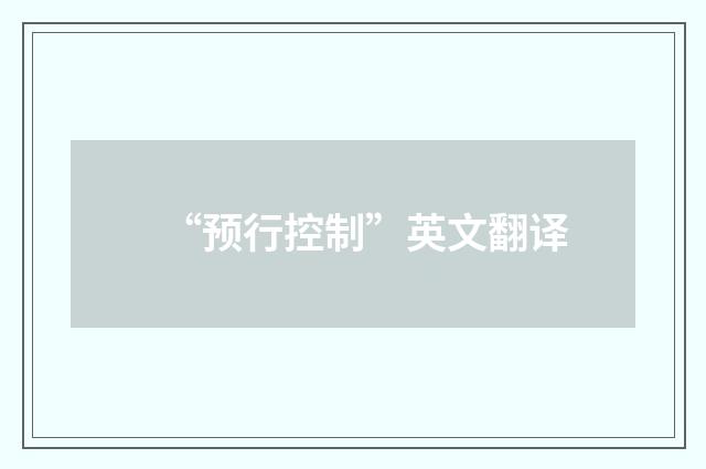 “预行控制”英文翻译