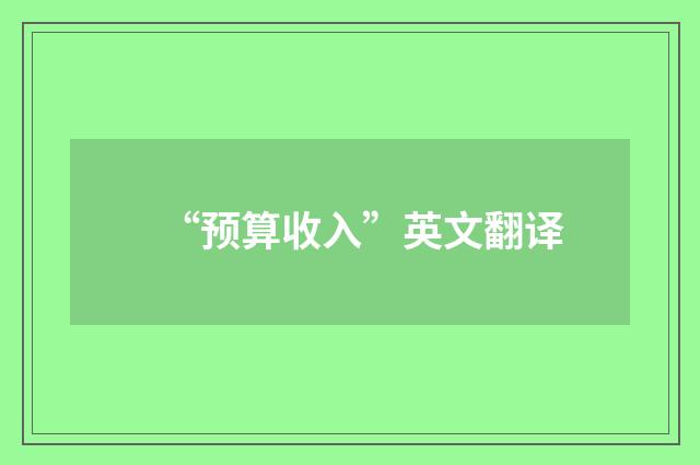 “预算收入”英文翻译