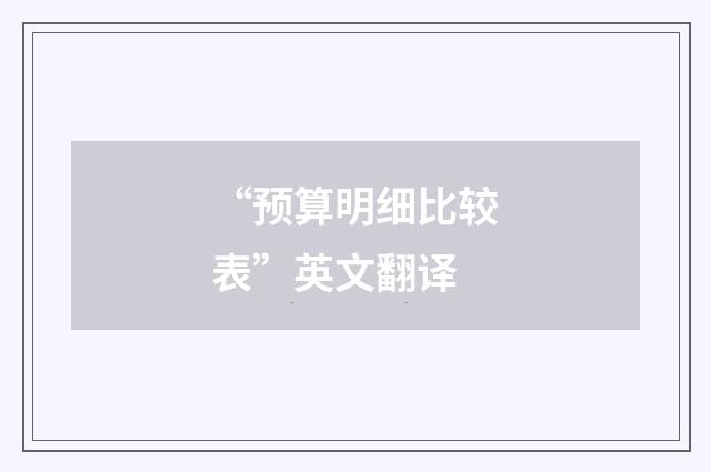 “预算明细比较表”英文翻译