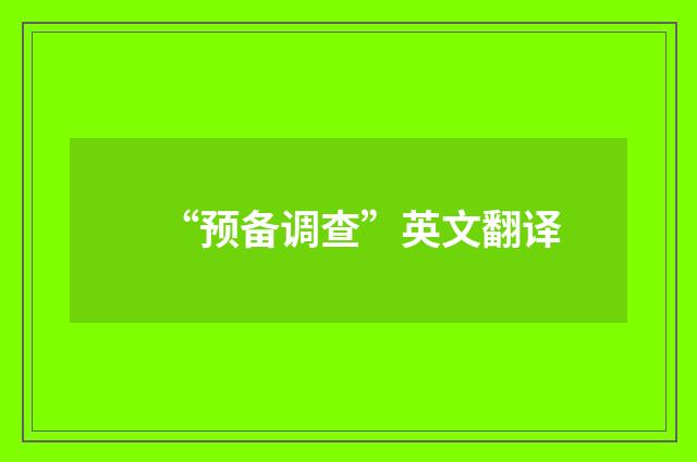 “预备调查”英文翻译