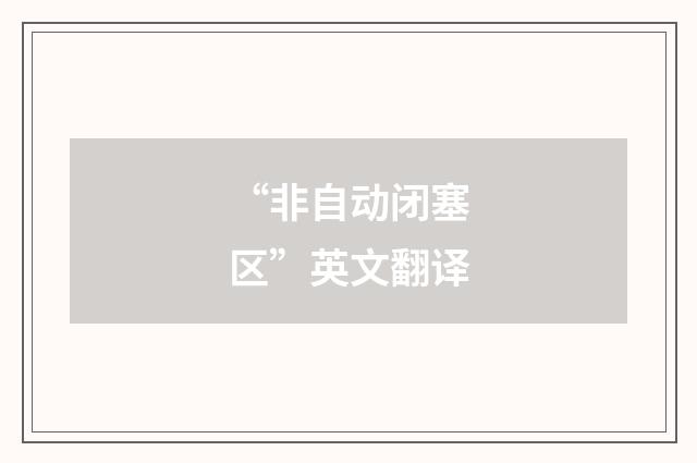 “非自动闭塞区”英文翻译