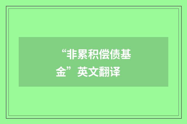 “非累积偿债基金”英文翻译