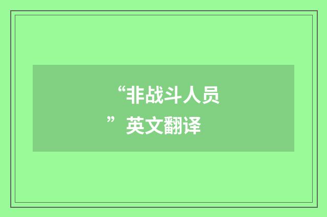“非战斗人员”英文翻译