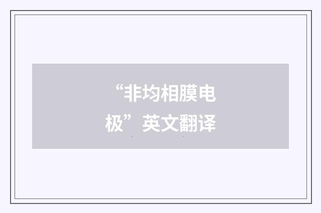 “非均相膜电极”英文翻译