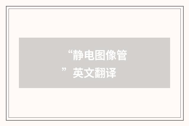 “静电图像管”英文翻译