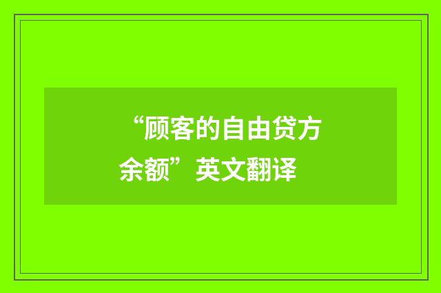“顾客的自由贷方余额”英文翻译