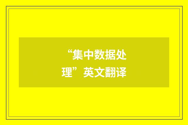 “集中数据处理”英文翻译