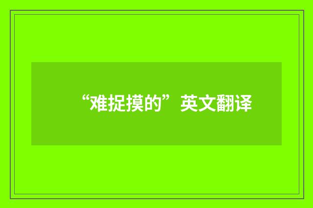 “难捉摸的”英文翻译