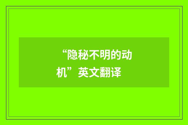 “隐秘不明的动机”英文翻译