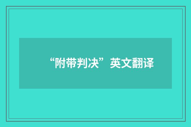 “附带判决”英文翻译