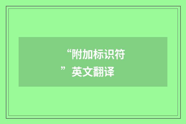 “附加标识符”英文翻译