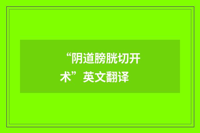 “阴道膀胱切开术”英文翻译