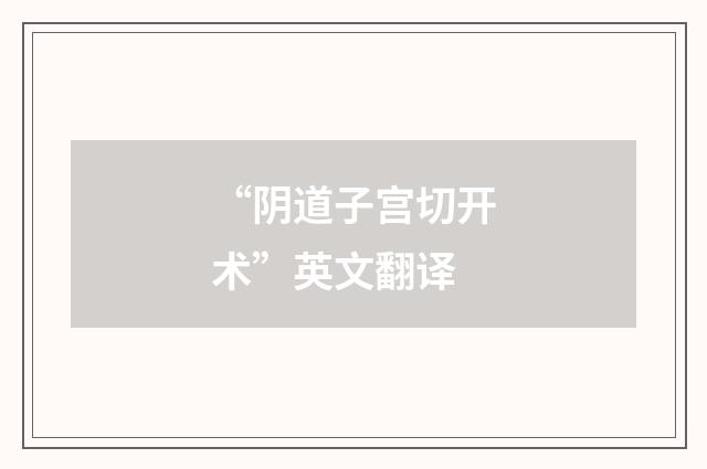 “阴道子宫切开术”英文翻译