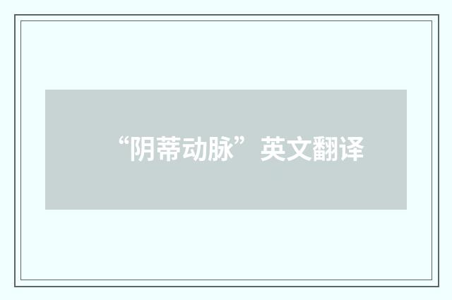 “阴蒂动脉”英文翻译