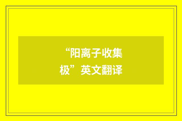 “阳离子收集极”英文翻译