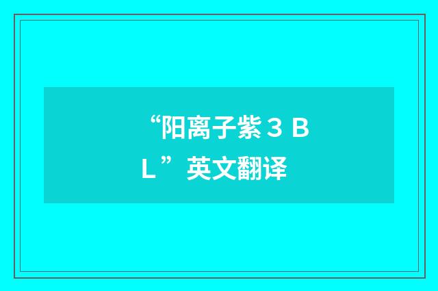 “阳离子紫３ＢＬ”英文翻译