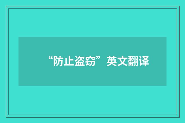 “防止盗窃”英文翻译