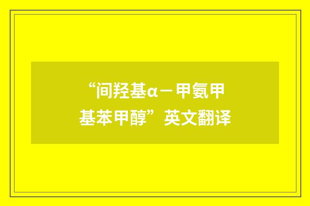 “间羟基α－甲氨甲基苯甲醇”英文翻译
