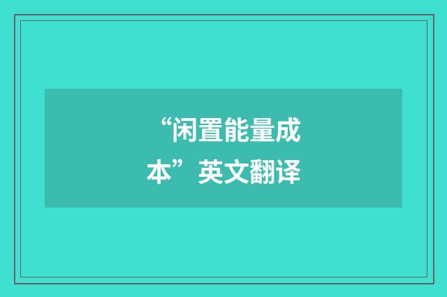“闲置能量成本”英文翻译