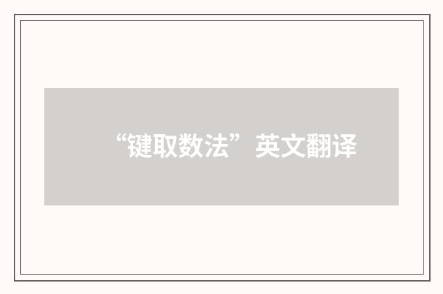 “键取数法”英文翻译