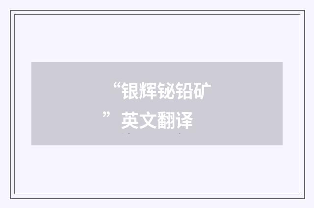 “银辉铋铅矿”英文翻译