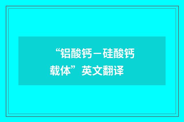 “铝酸钙－硅酸钙载体”英文翻译
