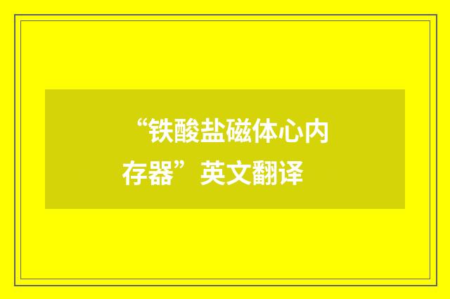 “铁酸盐磁体心内存器”英文翻译