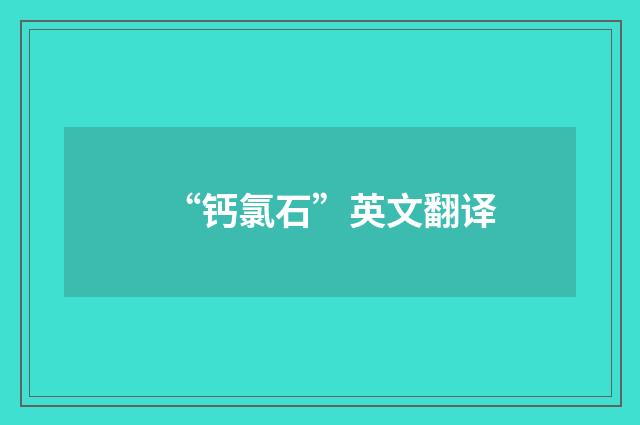 “钙氯石”英文翻译