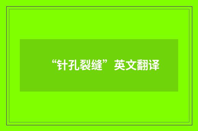 “针孔裂缝”英文翻译