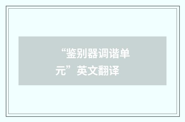 “鉴别器调谐单元”英文翻译