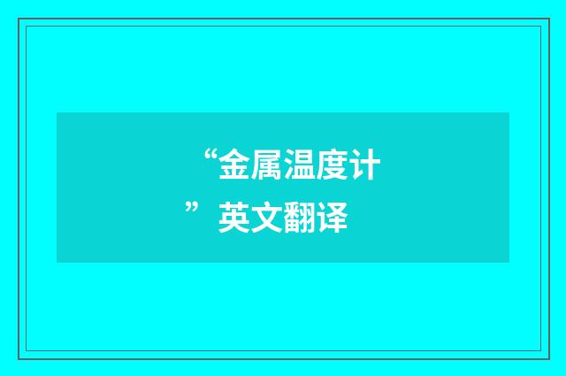 “金属温度计”英文翻译