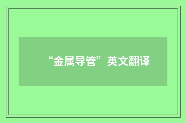 “金属导管”英文翻译