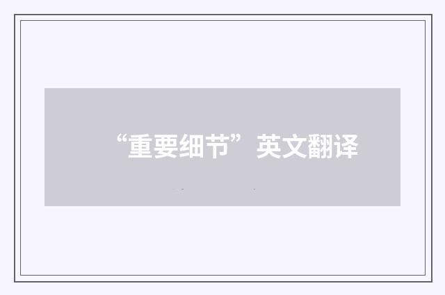 “重要细节”英文翻译