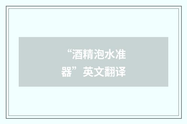 “酒精泡水准器”英文翻译