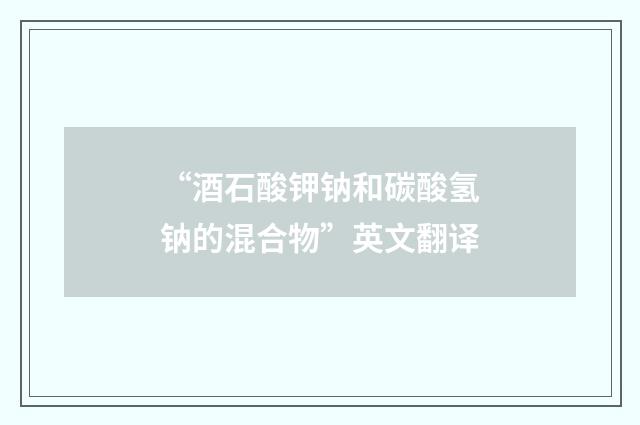“酒石酸钾钠和碳酸氢钠的混合物”英文翻译