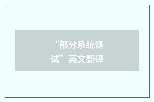 “部分系统测试”英文翻译