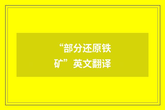 “部分还原铁矿”英文翻译